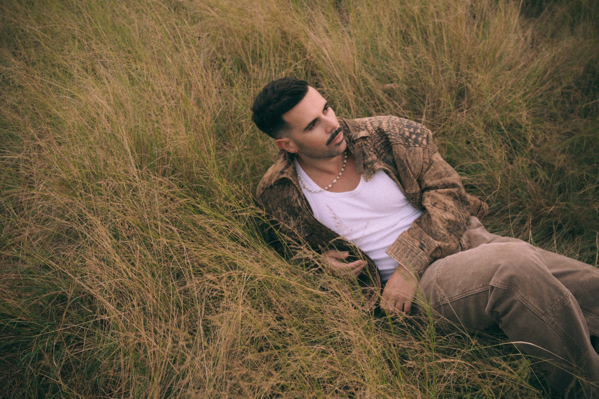 Lying grass horizontal